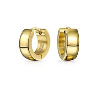 Boucles D'Oreilles Créoles Huggie Simples Basiques Dorées Polies Plaquées Pour Hommes Et Femmes En Acier Inoxydable Plaqué