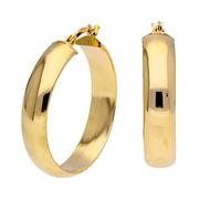 Boucles d'Oreilles Créoles Larges 30mm Argent Massif Plaqué Or