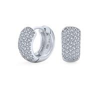 Boucles d'oreilles créoles larges à cinq rangées pavées de zircon cubique CZ pour femmes en argent sterling .925