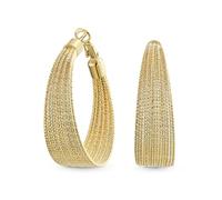 Créoles Larges En Laiton Plaqué Or Jaune 18 Carats Avec Câble Multi-Diamanté Pour Femmes Adolescentes De 1,50 Pouce De Diamètre