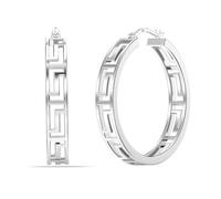 Boucles d'oreilles créoles LeCalla en argent sterling 925 avec motif grec en clé de Grec | Boucles d'oreilles créoles légères et de taille moyenne avec découpe mur grecque pour femmes - 30MM