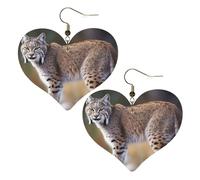 Boucles d'oreilles créoles légères en cuir avec motif de chat sauvage, pour femme et fille, One Size, Pas de pierre précieuse