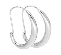 Boucles d'oreilles créoles liquides ovales en argent sterling
