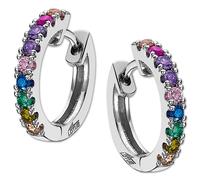 Boucles Doreilles Créoles Lotus En Argent 925 Et Zircones Multicolores It Girl Jlp1993-4-1