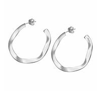 Boucles Doreilles Créoles Lotus En Argent 925, Style Cercle, Tendance, Jlp3187-4-2
