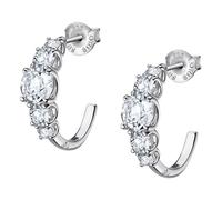 Boucles Doreilles Créoles Lotus Silver 925 En Argent Véritable Avec Cristaux De Zircone Jlp2012-4-2