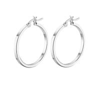 Boucles d'oreilles créoles - Lotus - Silver - Argent 925 - Blanc - 2,5 cm