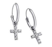 Boucles Doreilles Créoles Lotus Silver Cross En Argent 925 Lp1243-4/1 Boucles Doreilles Zircone Jlp1243-4-1