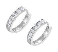 Boucles Doreilles Créoles Lotus Silver Lp1936-4/1 Zircone Blanc Argent Véritable 925 Jlp1936-4-1