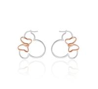Boucles d'oreilles créoles Mickey et Minnie Mouse pour femme - Licence officielle - Contour en argent sterling - Boucles d'oreilles Disney pour femme, Argent sterling, Pas de gemme