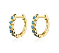 Boucles D'oreilles Créoles Minimalistes En Argent Sterling 925 Pour Femmes, Bijoux De Luxe En Argent Avec Zircone Cubique Bleu Brillant