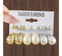 Boucles d'oreilles créoles modernes en forme de goutte d'eau avec formes géométriques pour femme, construction légère et hypoallergénique en acier inoxydable (C)