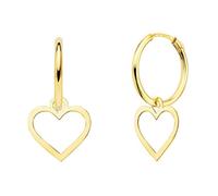 Boucles d'Oreilles Créoles Or 18 Carats 750/000 Jaune - Charms Coeurs Pendants - L'ATELIER D'AZUR