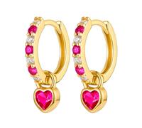 Boucles d'Oreilles Creoles Or Femme,14K Or Zirconium Cubique Boucle d'Oreille Créole Avec Cœur Pendentif,Petites Acier Inoxydable Hypoallergénique Huggie Boucles d'Oreilles pour Femmes Filles