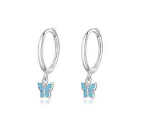 Boucles D'oreilles Créoles Originales En Argent Sterling 925 Avec Papillon Et Zircone Cubique Pour Femmes, Bijoux Fins S925 Pour Fête De Mariage