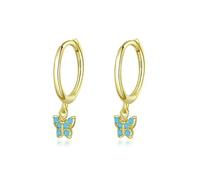 Boucles D'oreilles Créoles Originales En Argent Sterling 925 Avec Papillon Et Zircone Cubique Pour Femmes, Bijoux Fins S925 Pour Fête De Mariage