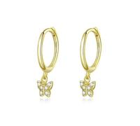 Boucles D'oreilles Créoles Originales En Argent Sterling 925 Avec Papillon Et Zircone Cubique Pour Femmes, Bijoux Fins S925 Pour Fête De Mariage