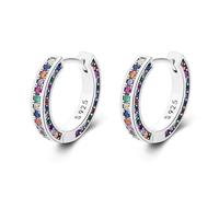 Boucles D'oreilles Créoles Originales En Argent Sterling 925 Et Zircons Colorés Pour Femmes, Bijoux Fins S925 Pour Fête De Mariage