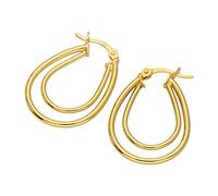 Boucles d'oreilles créoles ovales doubles en argent sterling plaqué or