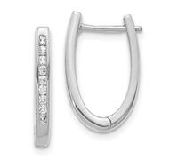 Boucles d'oreilles créoles ovales en or blanc 14 carats avec diamant mesurant 18 x 11 mm de large et 2 mm d'épaisseur. Bijoux pour femmes