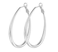Boucles d'oreilles créoles ovales en or ou argent pour femmes et boucles d'oreilles légères, taille unique, Métal, Pas de gemme