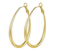 Boucles d'oreilles créoles ovales en or ou argent pour femmes et boucles d'oreilles légères, taille unique, Métal, Pas de gemme