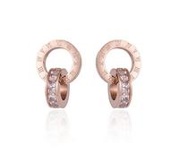 Boucles d'oreilles créoles pendantes en zircone pour femme, clous d'oreilles en or rose avec diamants, bijoux doubles créoles