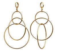 Boucles d'oreilles créoles pendantes pour femme, plaqué or 14 carats, boucles d'oreilles mignonnes et esthétiques pour femme, Laiton, Pas de gemme