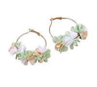 Boucles D'Oreilles Créoles Pendantes Style Bohème avec Grandes Fleurs Vertes Hawaïennes, Bijoux De Plage Tropicale D'Été pour Femmes et Filles, pour Soirées Habillées