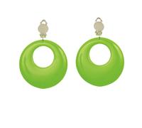 Boucles d'oreilles créoles pendantes vert fluo style disco années 80