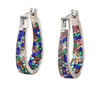 Boucles d'oreilles créoles plaquées argent de forme ovale pour femmes Boucles d'oreilles huggie légères pour femmes Boucles d'oreilles longues pour hommes (camouflage, taille unique)