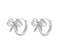 Boucles d'oreilles créoles plaquées en or avec petites fleurs florales, élégantes, délicates et tendance, jolies petites boucles d'oreilles créoles, bijoux de déclaration pour femmes (Silver, 1.4cm)