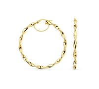 Boucles d'oreilles créoles plaquées or 18 carats avec un éclat de 46 mm et une épaisseur de 3 mm.