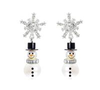 Boucles d'oreilles créoles pour femme avec pendentif bonhomme de neige et flocon de neige avec cristaux élégants, taille unique, Comme décrit, Comme décrit.