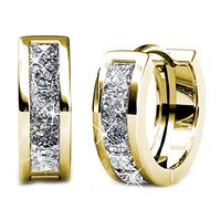 Boucles d'oreilles Créoles Pour Femme en 18K or Blanc Avec Cristaux étincelants et Boîte à Bijoux Cadeau Pour Femme, épouse, Mère, Fille Saint-Valentin (HOOP-3-G-EU)