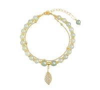 Boucles d'oreilles créoles pour femme - Sens avancé chinois de branche d'or - Cordon de vent chinois en jade - Perles et cordon de jade pour envoyer un bracelet - Longues boucles d'oreilles en perles