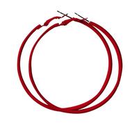 Boucles d'oreilles créoles pour femmes, grandes créoles en acier inoxydable de 60 mm, style rétro années 80-90, boucles d'oreilles pendantes de fête, accessoires or (Red, One Size)