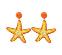 Boucles d'oreilles créoles pratiques en forme d'étoile de mer - Design géométrique unique - Portable - Pour femme élégante - Accessoires de vacances, taille unique, Comme décrit, Comme décrit.