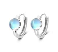 Boucles D'oreilles Créoles Rondes En Argent Sterling 925 Avec Breloques En Pierre De Lune Et Cœurs, Cadeau Tendance Pour Femmes Et Filles, Bijoux Fins