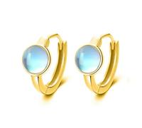 Boucles D'oreilles Créoles Rondes En Argent Sterling 925 Avec Breloques En Pierre De Lune Et Cœurs, Cadeau Tendance Pour Femmes Et Filles, Bijoux Fins