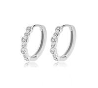 Boucles D'oreilles Créoles Rondes En Argent Sterling 925 Avec Zircones Cubiques Brillantes Et Transparentes Pour Femmes, Bijoux Fins S925