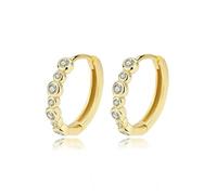 Boucles D'oreilles Créoles Rondes En Argent Sterling 925 Avec Zircones Cubiques Brillantes Et Transparentes Pour Femmes, Bijoux Fins S925