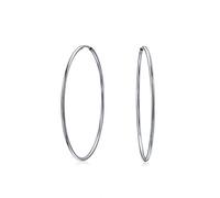 Boucles D'Oreilles Créoles Rondes Simples Et Minimalistes En Tube Continu Sans Fin Pour Femmes Et Adolescentes En Argent Sterling .925 Diamètre 1 Pouce