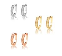 Boucles D'oreilles Créoles Scintillantes en Zircon Pour Femmes, Incrustées D'or, Élégantes Et en Forme(All)