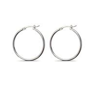 Boucles d'oreilles créoles simples en argent sterling 925, 25 mm de diamètre et 2 mm d'épaisseur.
