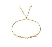 Boucles d'oreilles créoles solides - Bracelet en forme de cœur - Bracelet pour femme - Bracelet délicat et réglable - Créoles de perles - Taille S, taille unique, Métal, Pas de gemme