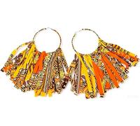 Boucles d'oreilles créoles style ethnique avec imprimé Ankara - Tissu africain remarquable (couleur 2)