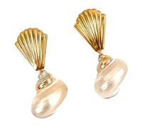 Boucles d'oreilles créoles sur le thème de la conque - En acier inoxydable - Résistantes aux allergies - Boucles d'oreilles élégantes pour une brillance durable