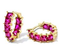 Boucles d'oreilles créoles tendance en cristal plaqué or 18 carats avec oxyde de zirconium - Boucles d'oreilles hypoallergéniques - Cadeau exquis, one size, Cuivre, Pas de pierre précieuse