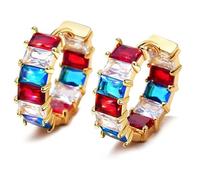 Boucles d'oreilles créoles tendance en cristal plaqué or 18 carats avec oxyde de zirconium - Boucles d'oreilles hypoallergéniques - Cadeau exquis, one size, Cuivre, Pas de pierre précieuse